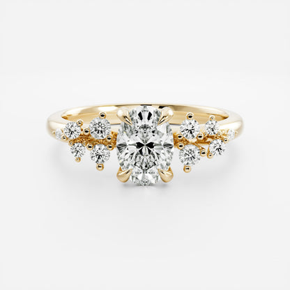 Marquise Cut Cluster Styled Lab Grown Diamond Engagement Ring