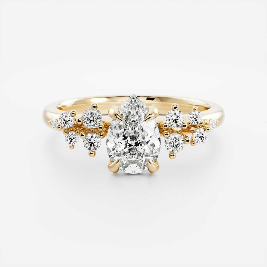 Marquise Cut Cluster Styled Lab Grown Diamond Engagement Ring
