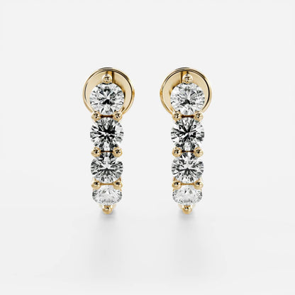1.0 TCW Round Cut Moissanite Hoops Earrings in Gold