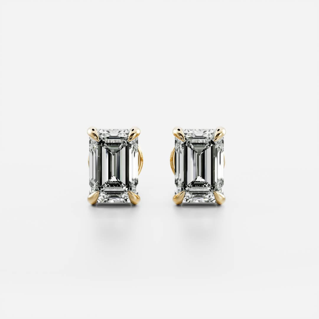 0.50 TCW Emerald Cut Lab Grown Diamond Stud Earrings in Gold