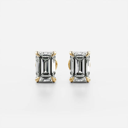 0.50 TCW Emerald Cut Lab Grown Diamond Stud Earrings in Gold