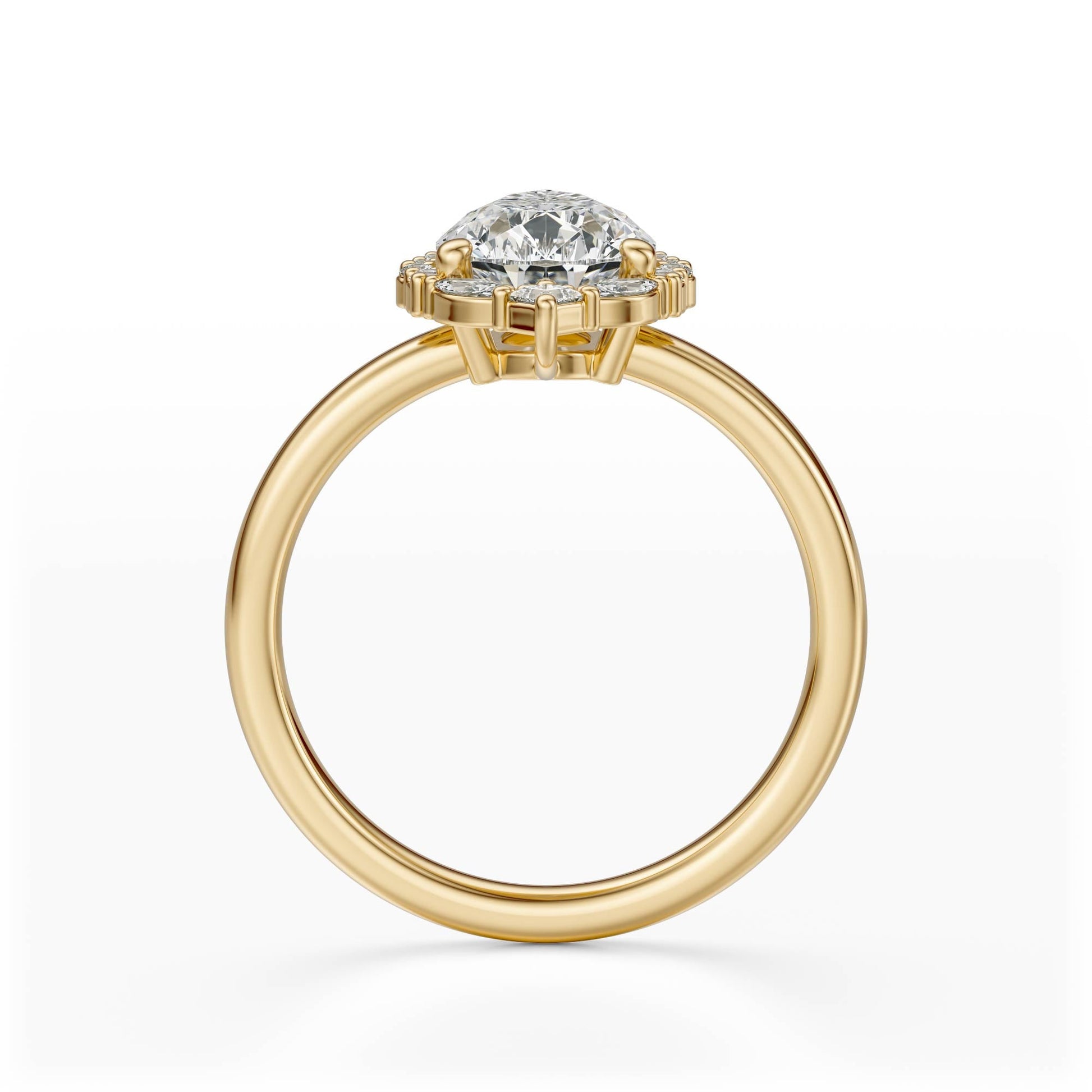 Marquise Shaped Three Stone Lab Grown Diamond Engagement Ring