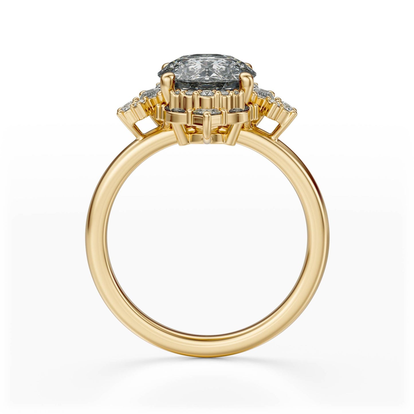 Marquise Shaped Three Stone Lab Grown Diamond Engagement Ring