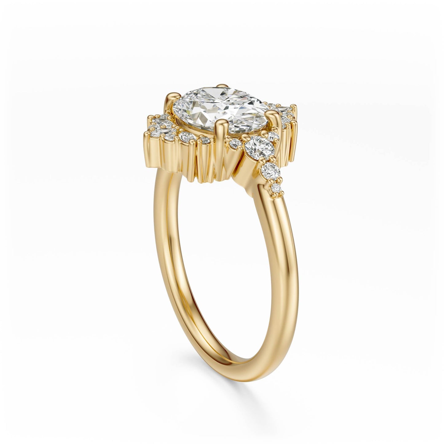 Marquise Shaped Three Stone Lab Grown Diamond Engagement Ring
