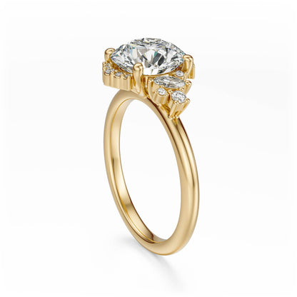 Marquise Shaped Three Stone Lab Grown Diamond Engagement Ring
