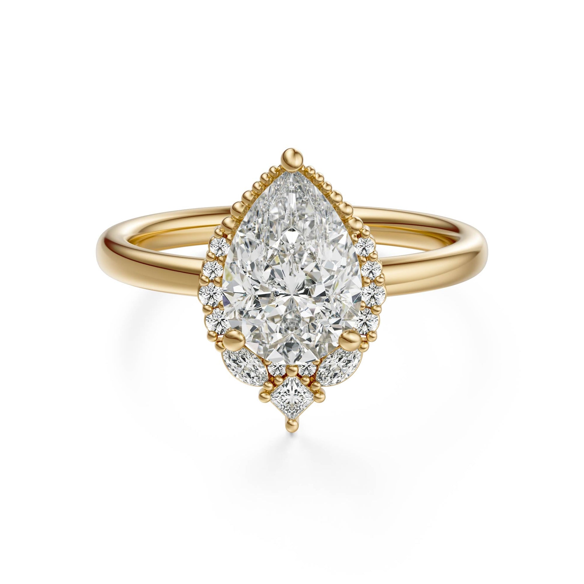 Marquise Shaped Three Stone Lab Grown Diamond Engagement Ring