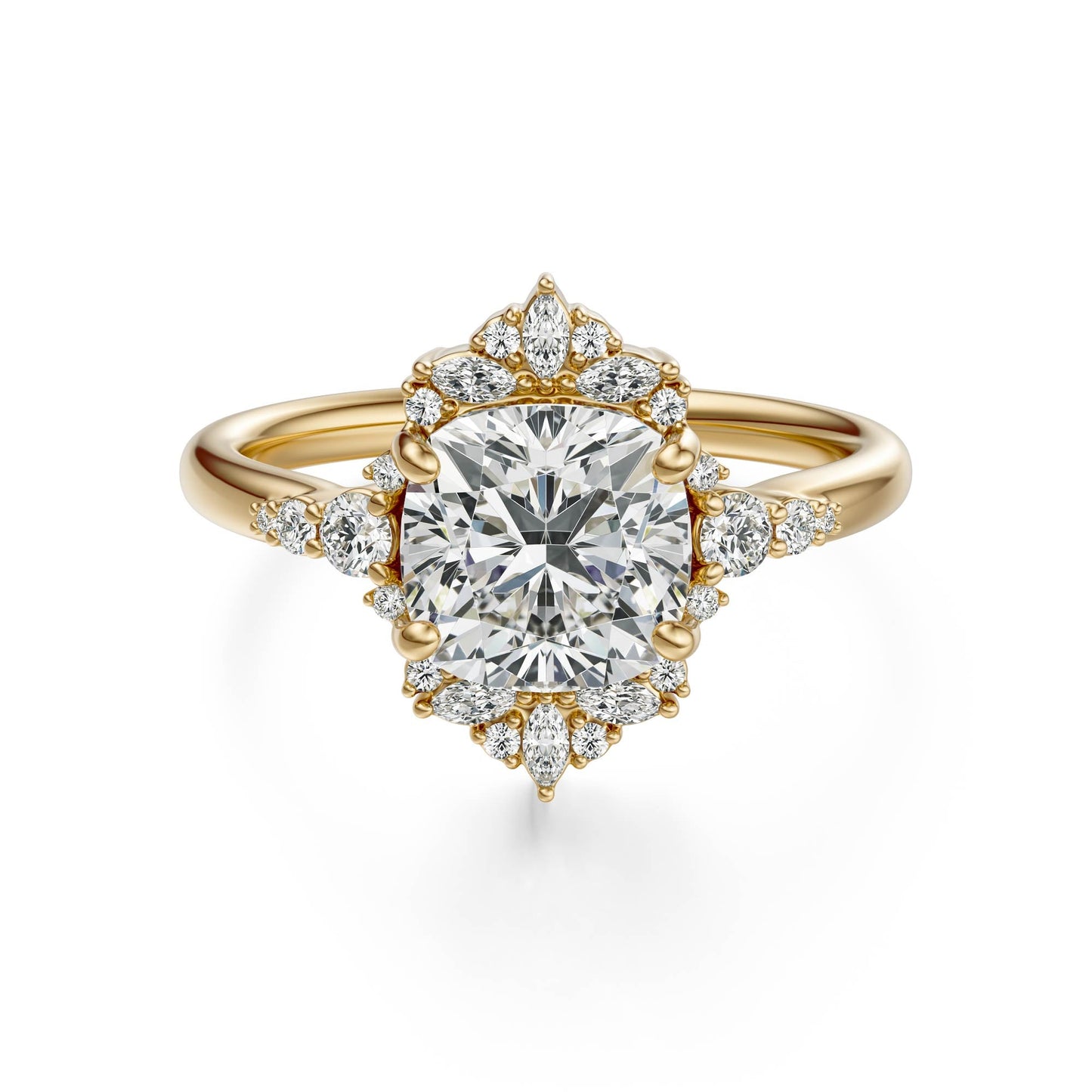 Marquise Shaped Three Stone Lab Grown Diamond Engagement Ring