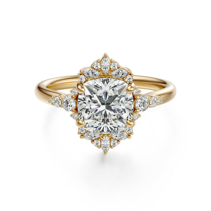 Marquise Shaped Three Stone Lab Grown Diamond Engagement Ring