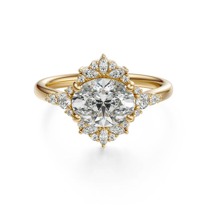Marquise Shaped Three Stone Lab Grown Diamond Engagement Ring