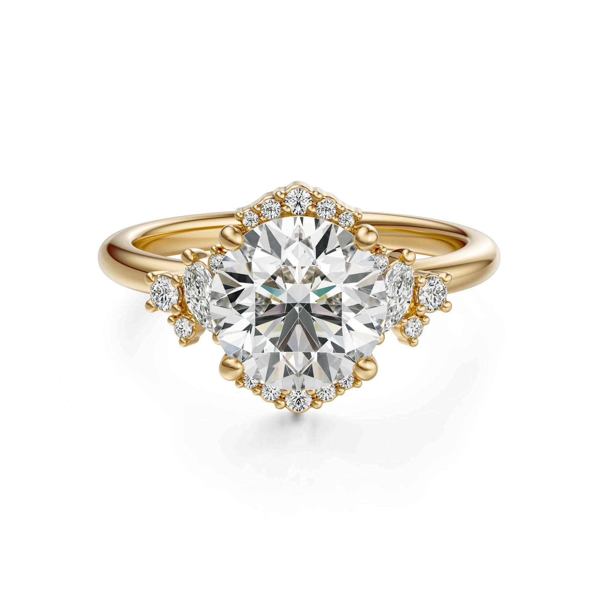 Marquise Shaped Three Stone Lab Grown Diamond Engagement Ring