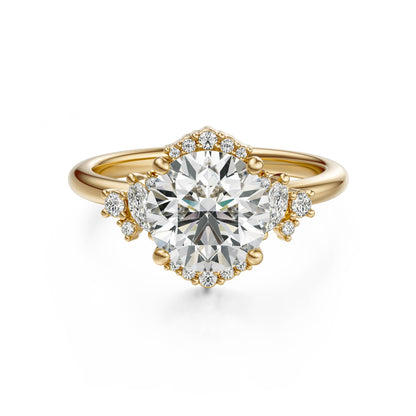 Marquise Shaped Three Stone Lab Grown Diamond Engagement Ring