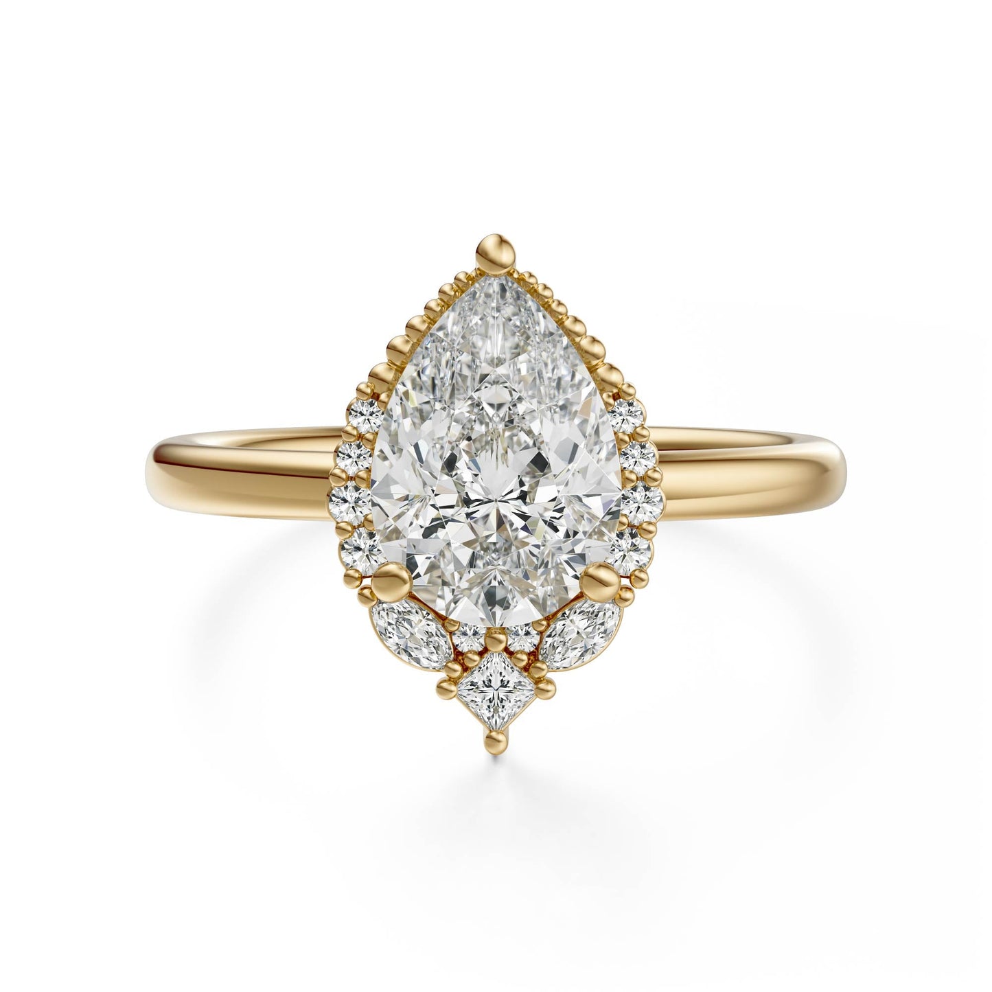 Marquise Shaped Three Stone Lab Grown Diamond Engagement Ring