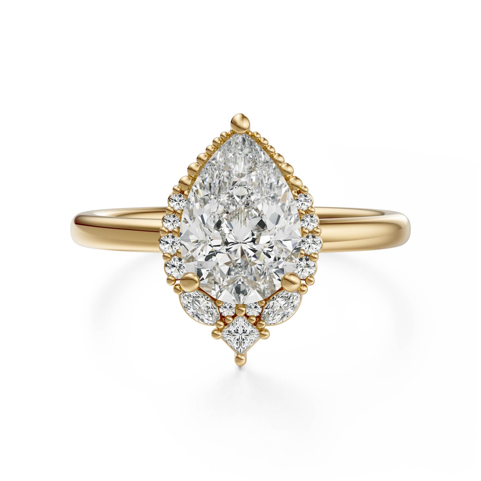 Marquise Shaped Three Stone Lab Grown Diamond Engagement Ring