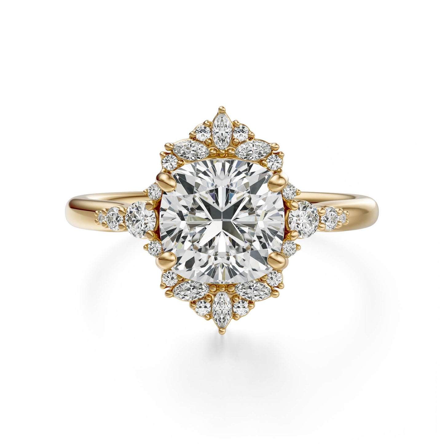 Marquise Shaped Three Stone Lab Grown Diamond Engagement Ring