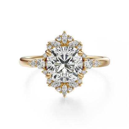 Marquise Shaped Three Stone Lab Grown Diamond Engagement Ring