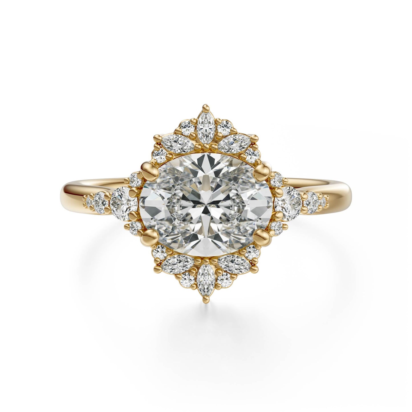 Marquise Shaped Three Stone Lab Grown Diamond Engagement Ring