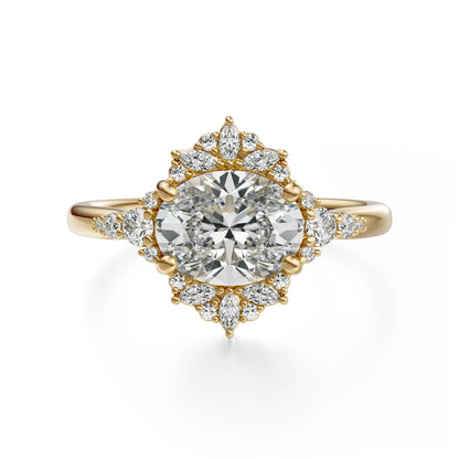 Marquise Shaped Three Stone Lab Grown Diamond Engagement Ring