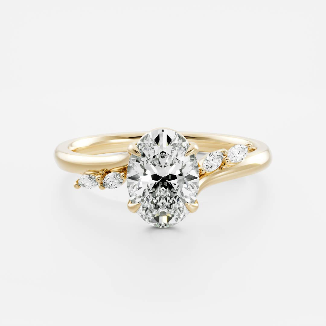 Marquise Cut Cluster Styled Lab Grown Diamond Engagement Ring