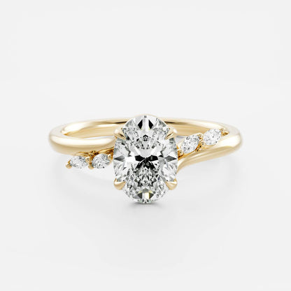 Marquise Cut Cluster Styled Lab Grown Diamond Engagement Ring