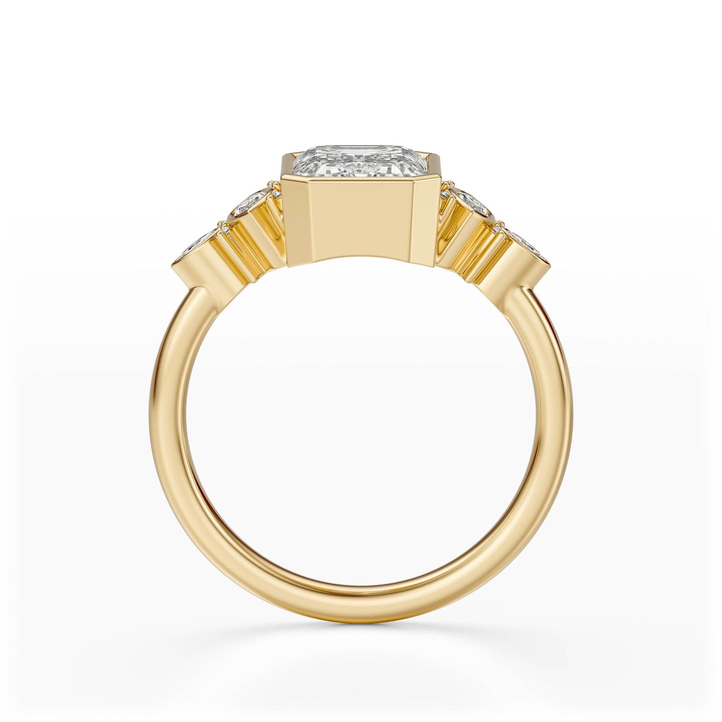 Marquise Shaped Three Stone Lab Grown Diamond Engagement Ring