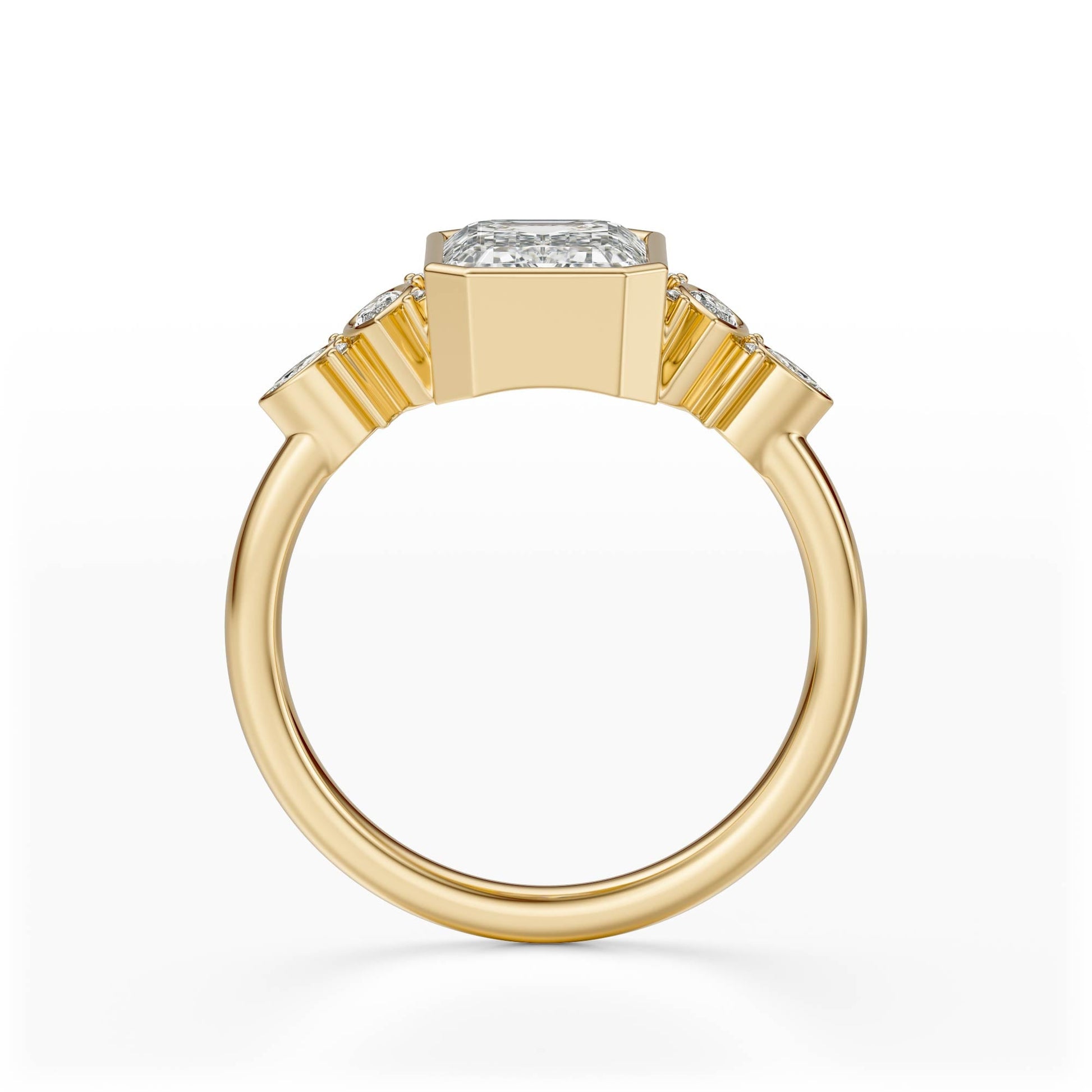 Marquise Shaped Three Stone Lab Grown Diamond Engagement Ring