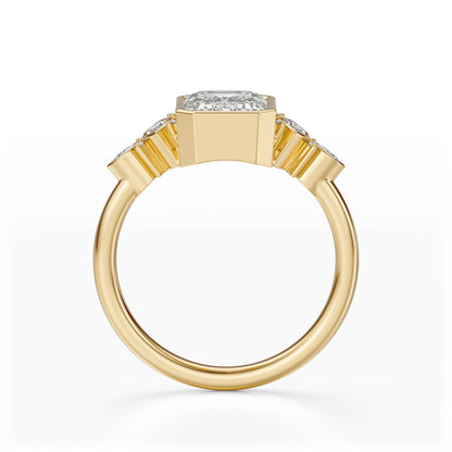 Marquise Shaped Three Stone Lab Grown Diamond Engagement Ring