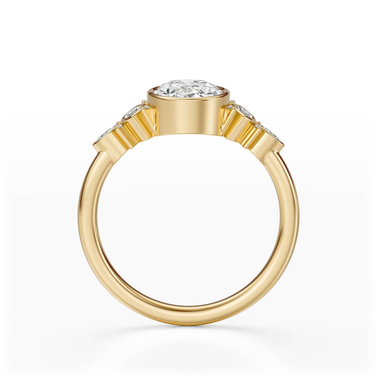 Marquise Shaped Three Stone Lab Grown Diamond Engagement Ring