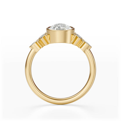 Marquise Shaped Three Stone Lab Grown Diamond Engagement Ring