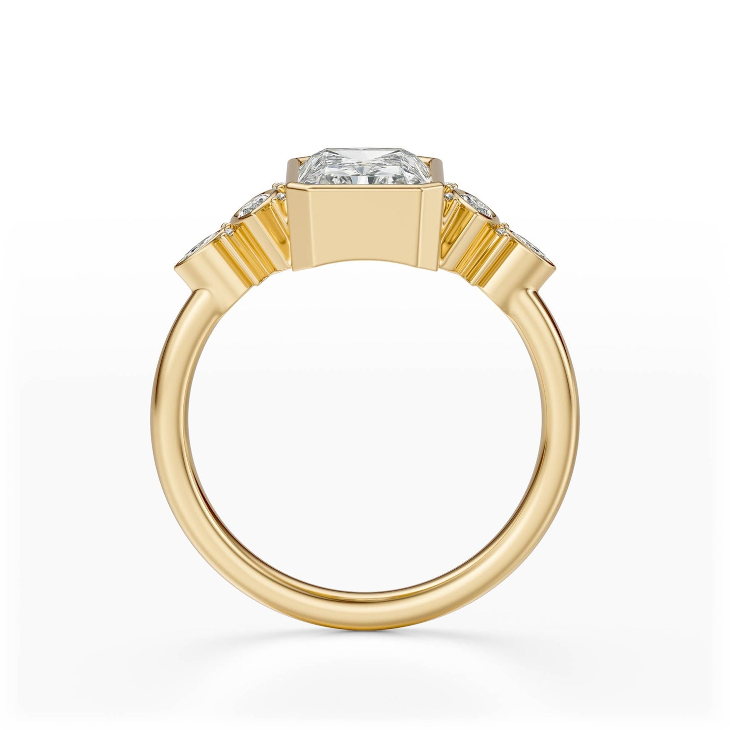 Marquise Shaped Three Stone Lab Grown Diamond Engagement Ring