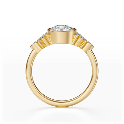 Marquise Shaped Three Stone Lab Grown Diamond Engagement Ring