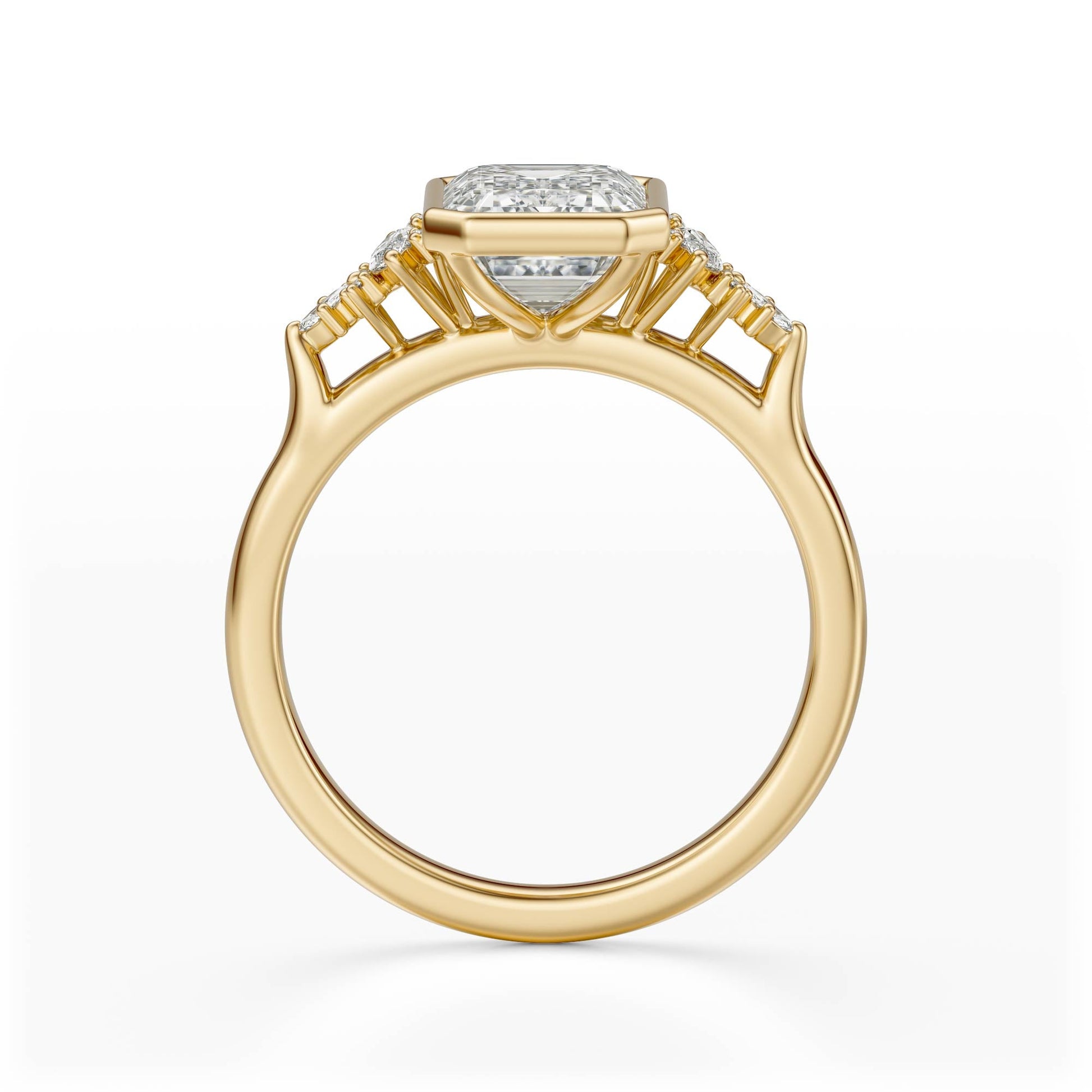 Marquise Shaped Three Stone Lab Grown Diamond Engagement Ring