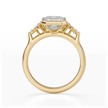 Marquise Shaped Three Stone Lab Grown Diamond Engagement Ring