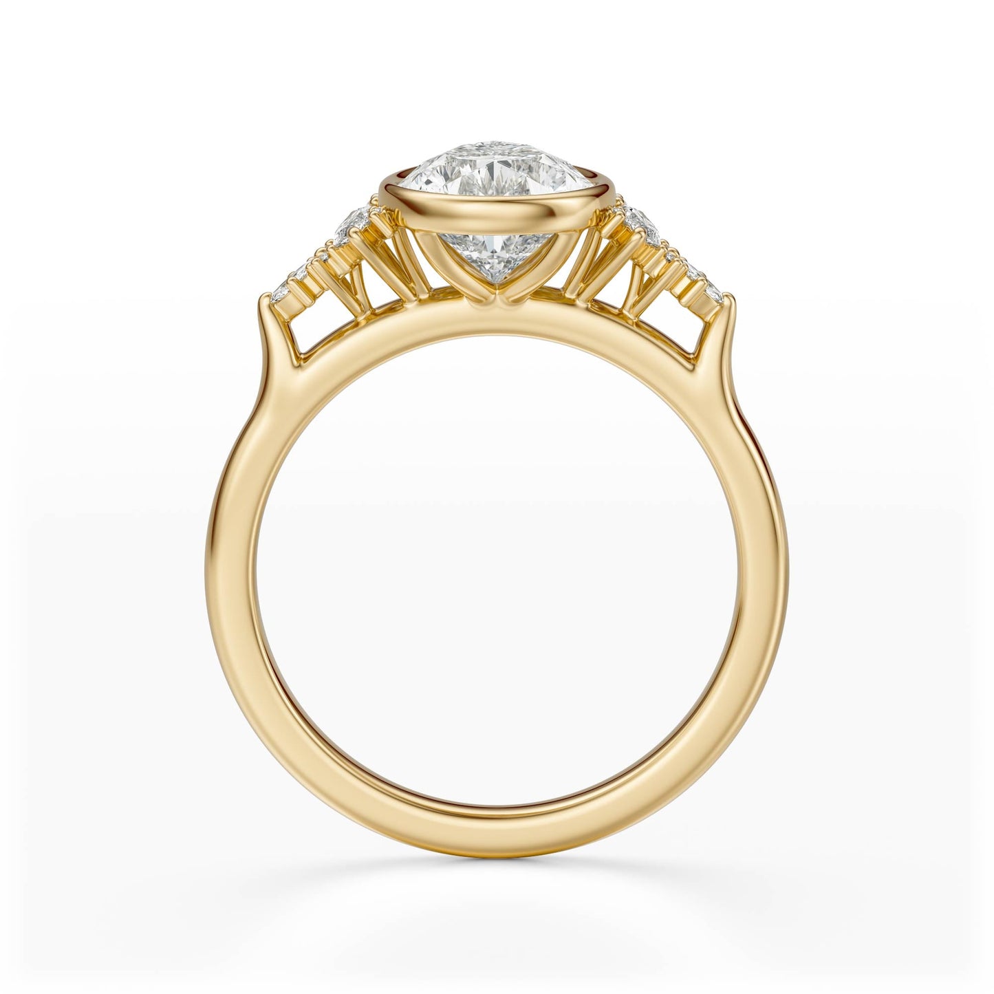 Marquise Shaped Three Stone Lab Grown Diamond Engagement Ring