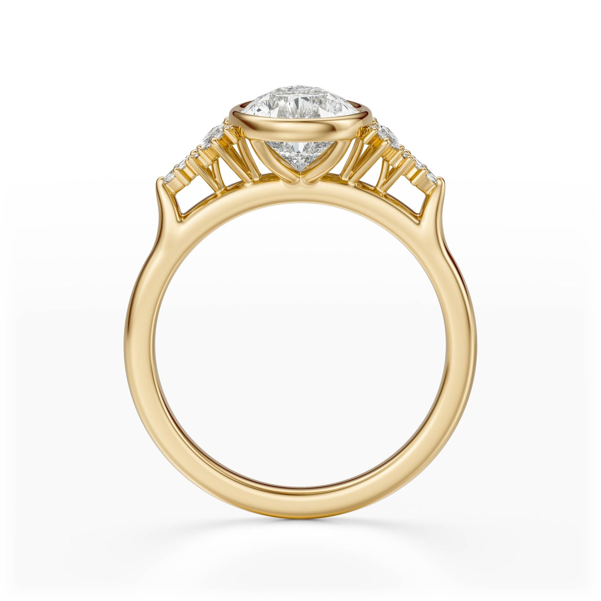 Marquise Shaped Three Stone Lab Grown Diamond Engagement Ring