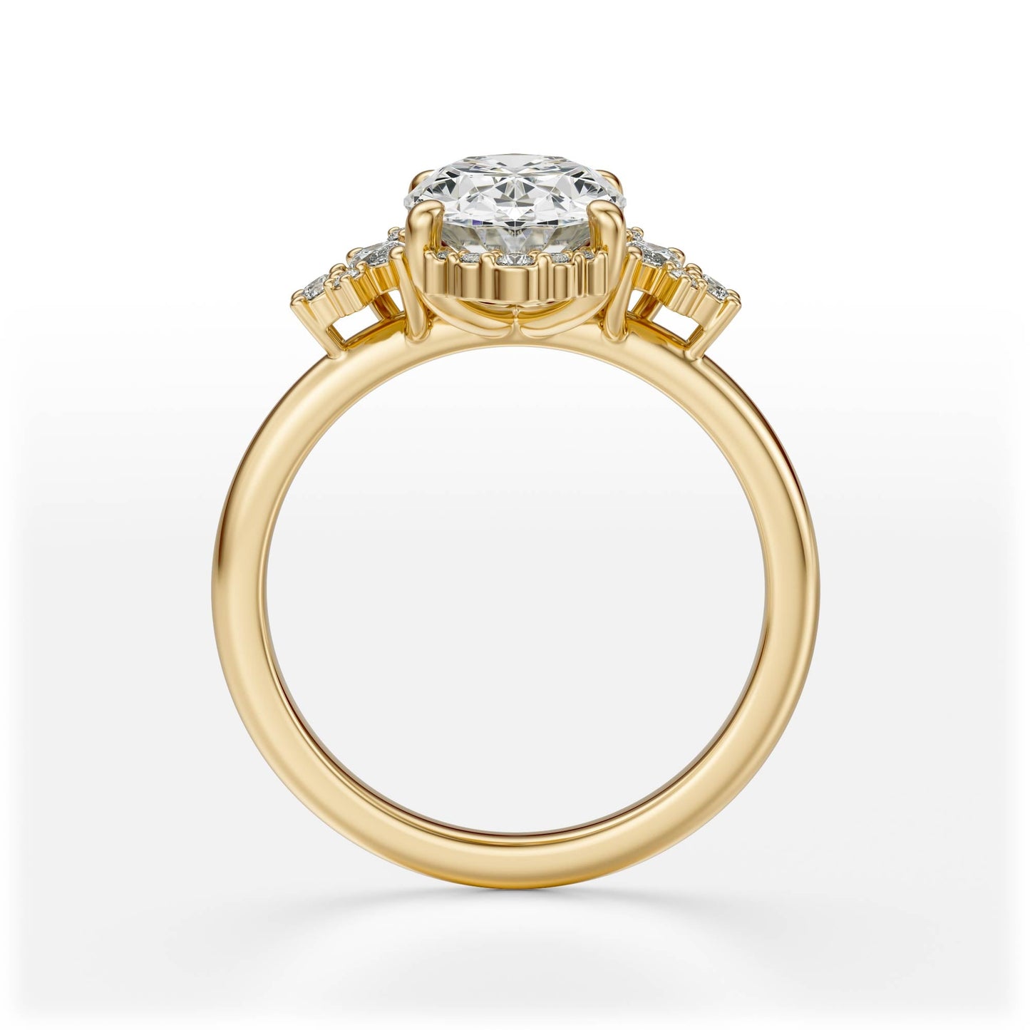 Marquise Shaped Three Stone Lab Grown Diamond Engagement Ring
