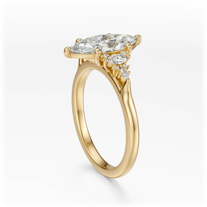 Marquise Shaped Three Stone Lab Grown Diamond Engagement Ring