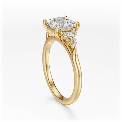 Marquise Shaped Three Stone Lab Grown Diamond Engagement Ring