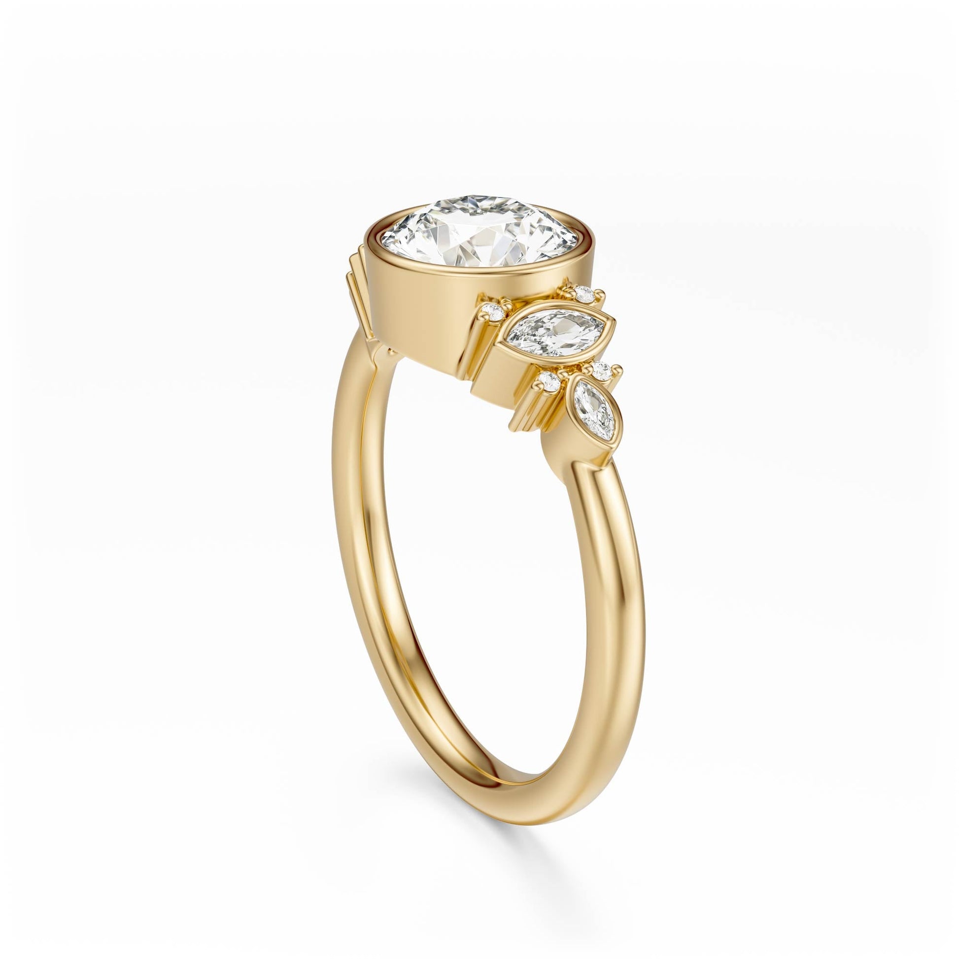 Marquise Shaped Three Stone Lab Grown Diamond Engagement Ring
