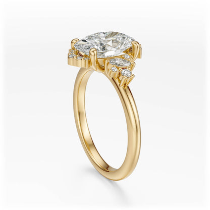 Marquise Shaped Three Stone Lab Grown Diamond Engagement Ring