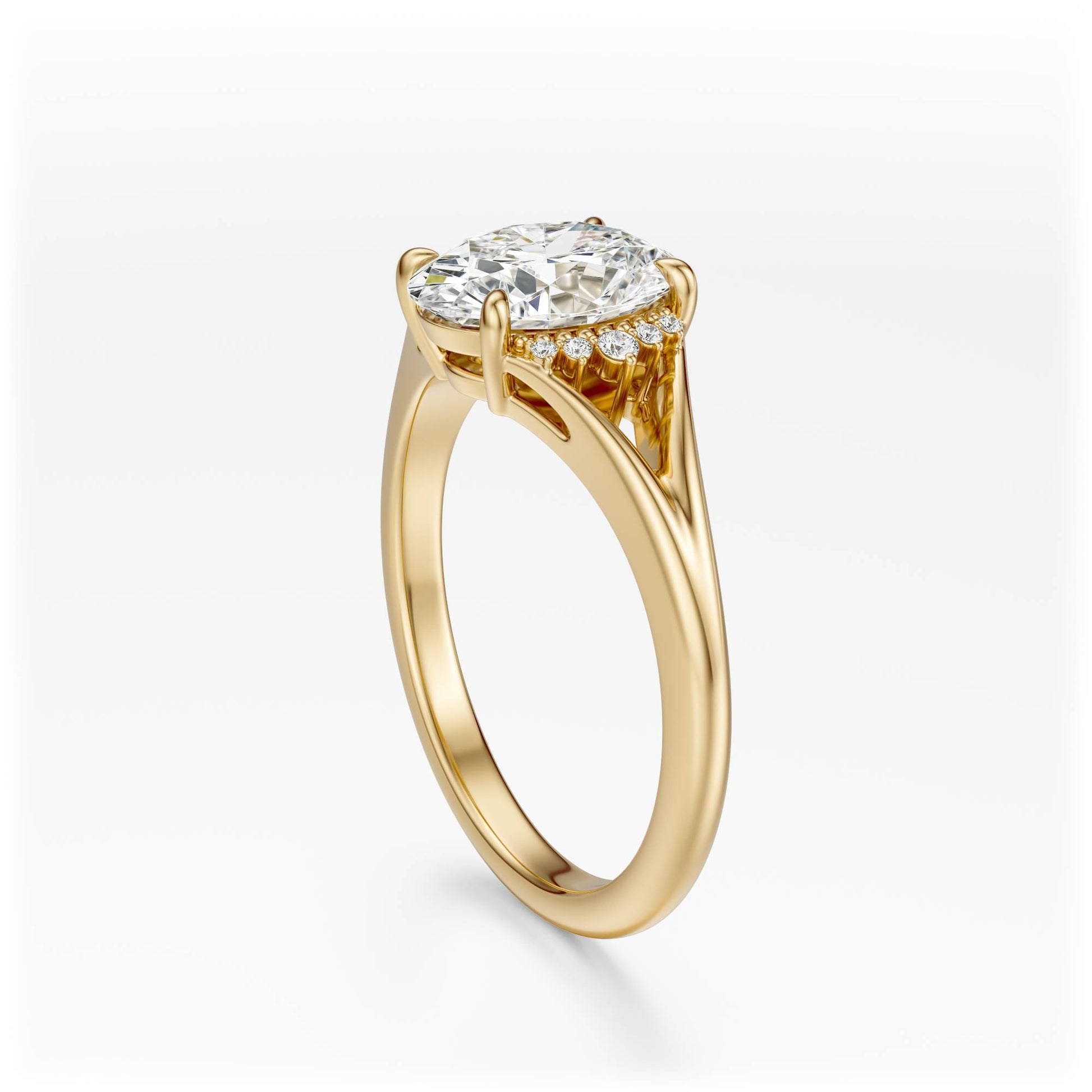 Marquise Shaped Three Stone Lab Grown Diamond Engagement Ring