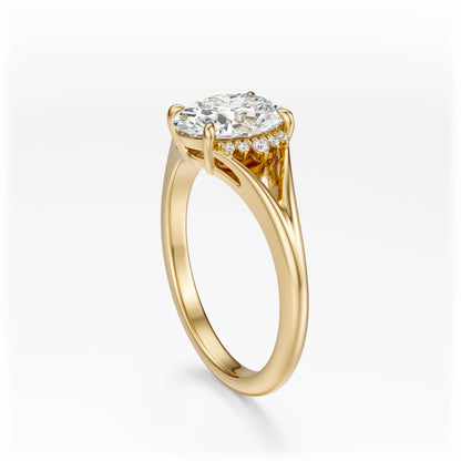 Marquise Shaped Three Stone Lab Grown Diamond Engagement Ring