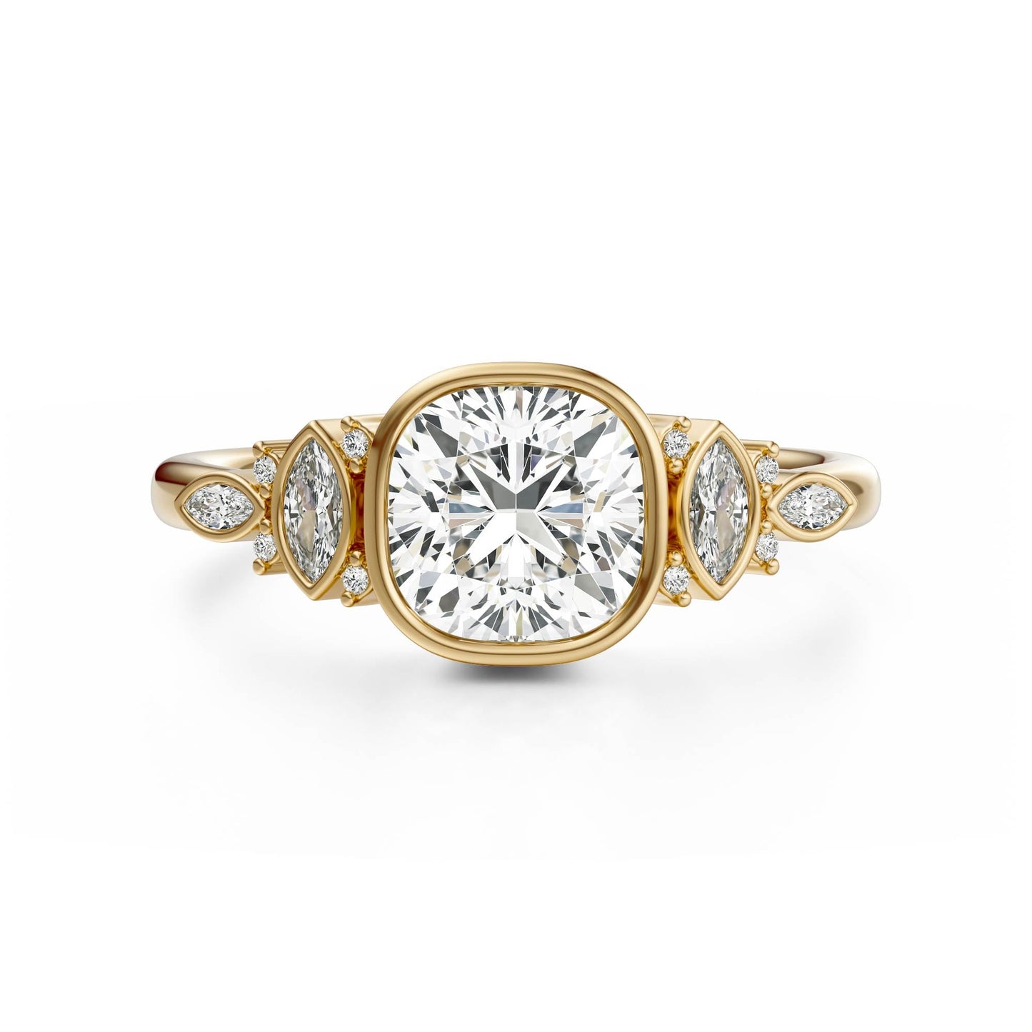 Marquise Shaped Three Stone Lab Grown Diamond Engagement Ring