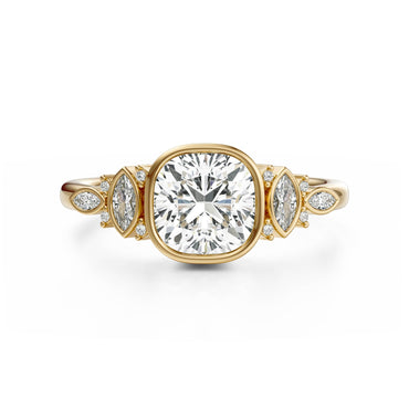 Marquise Shaped Three Stone Lab Grown Diamond Engagement Ring