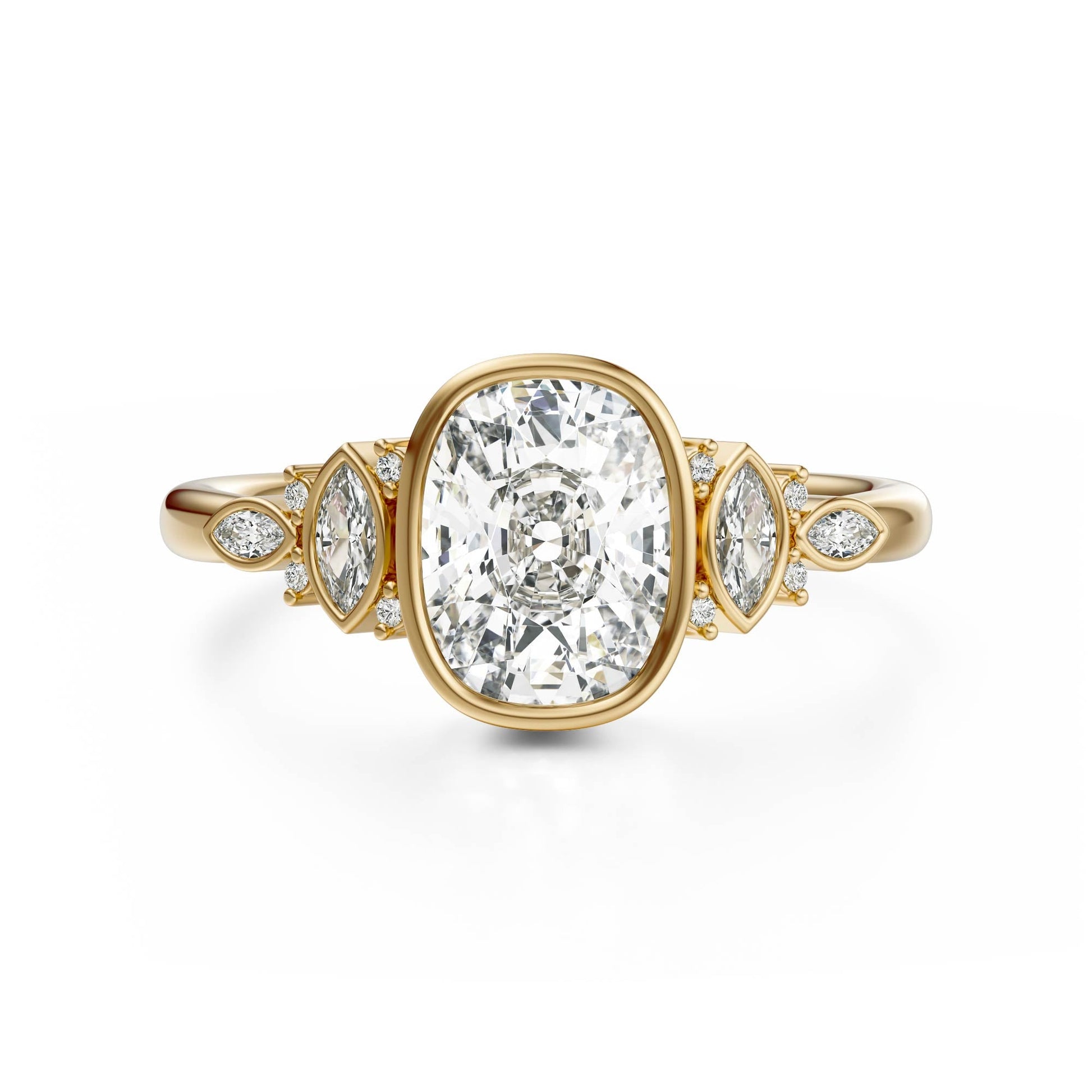 Marquise Shaped Three Stone Lab Grown Diamond Engagement Ring