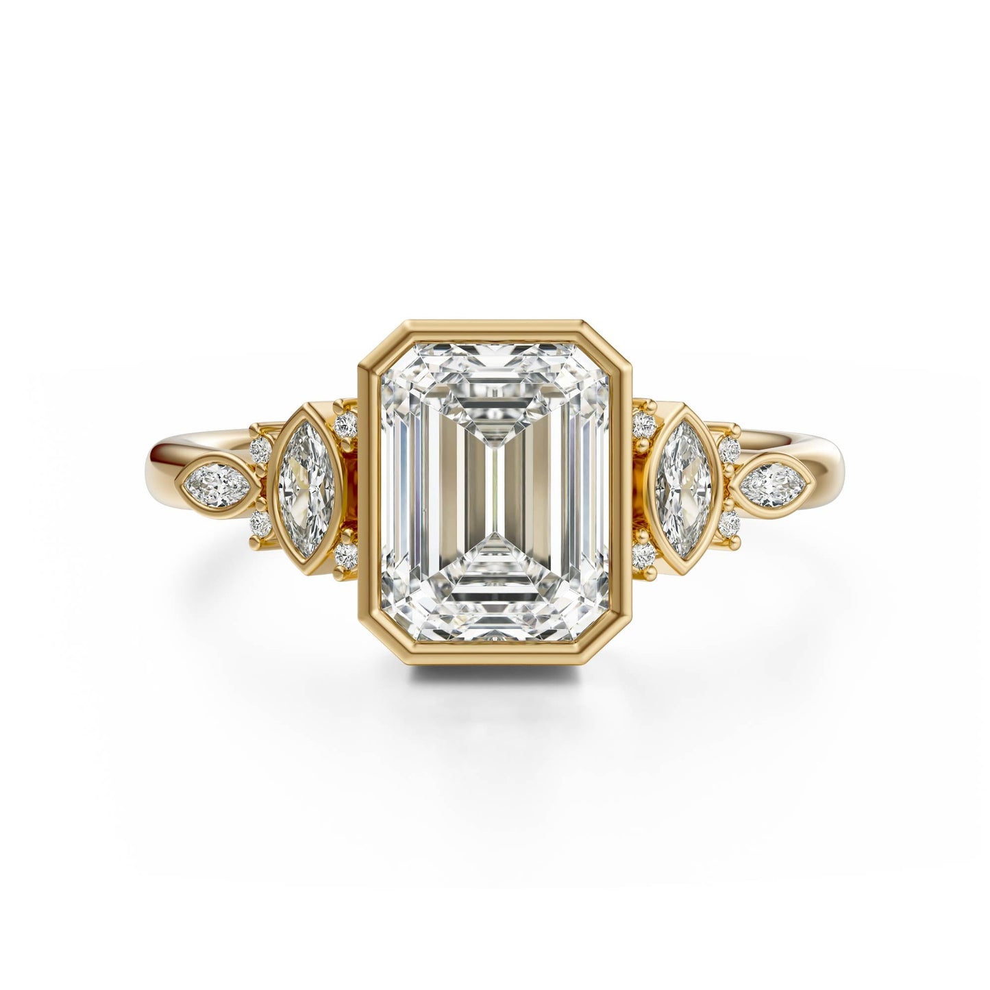 Marquise Shaped Three Stone Lab Grown Diamond Engagement Ring