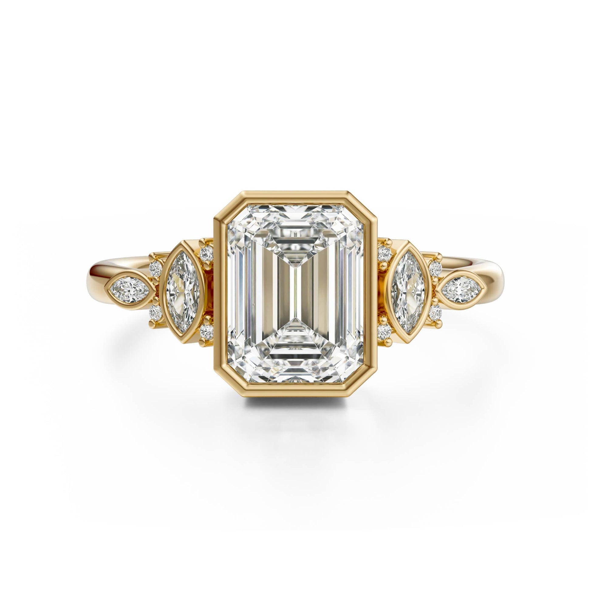 Marquise Shaped Three Stone Lab Grown Diamond Engagement Ring