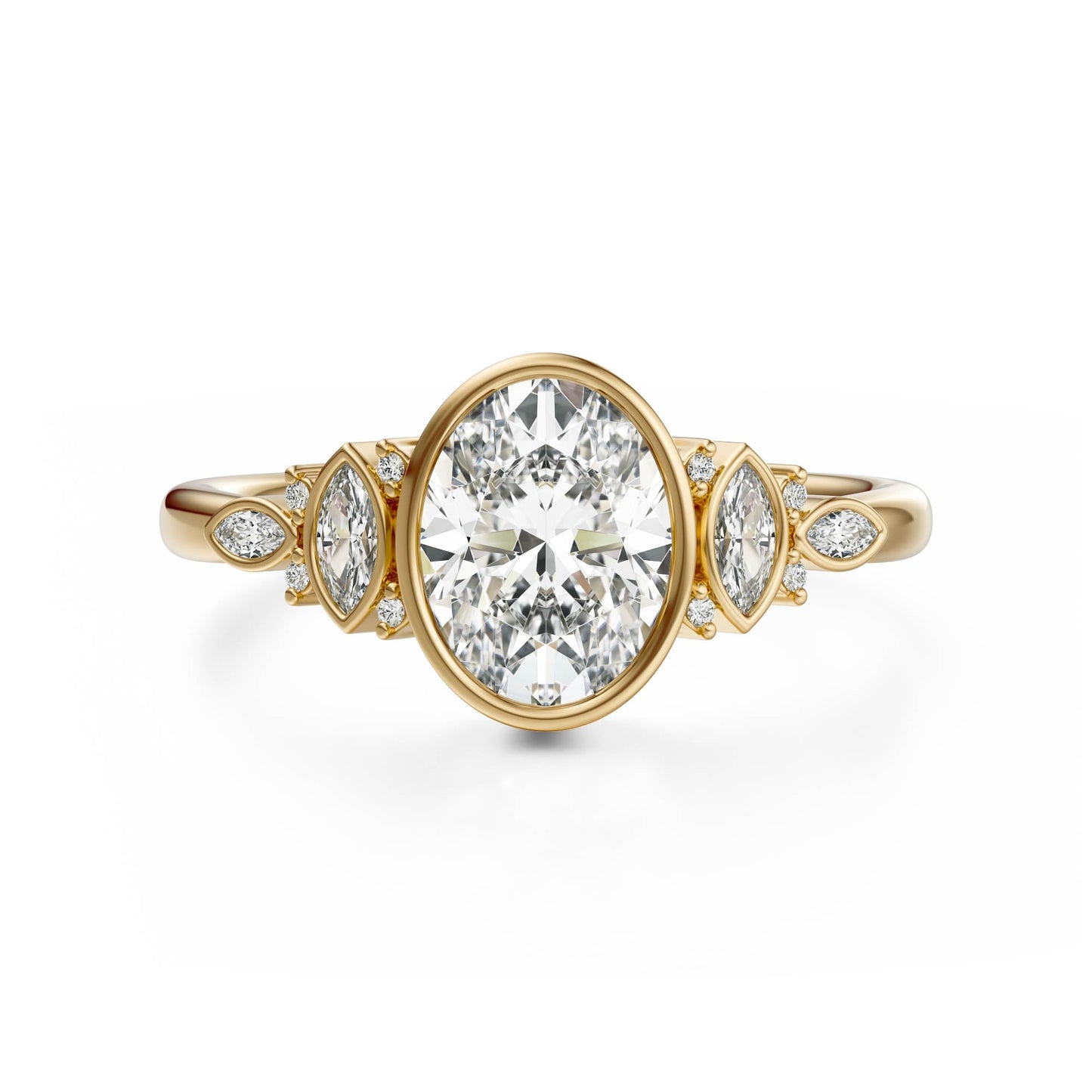 Marquise Shaped Three Stone Lab Grown Diamond Engagement Ring