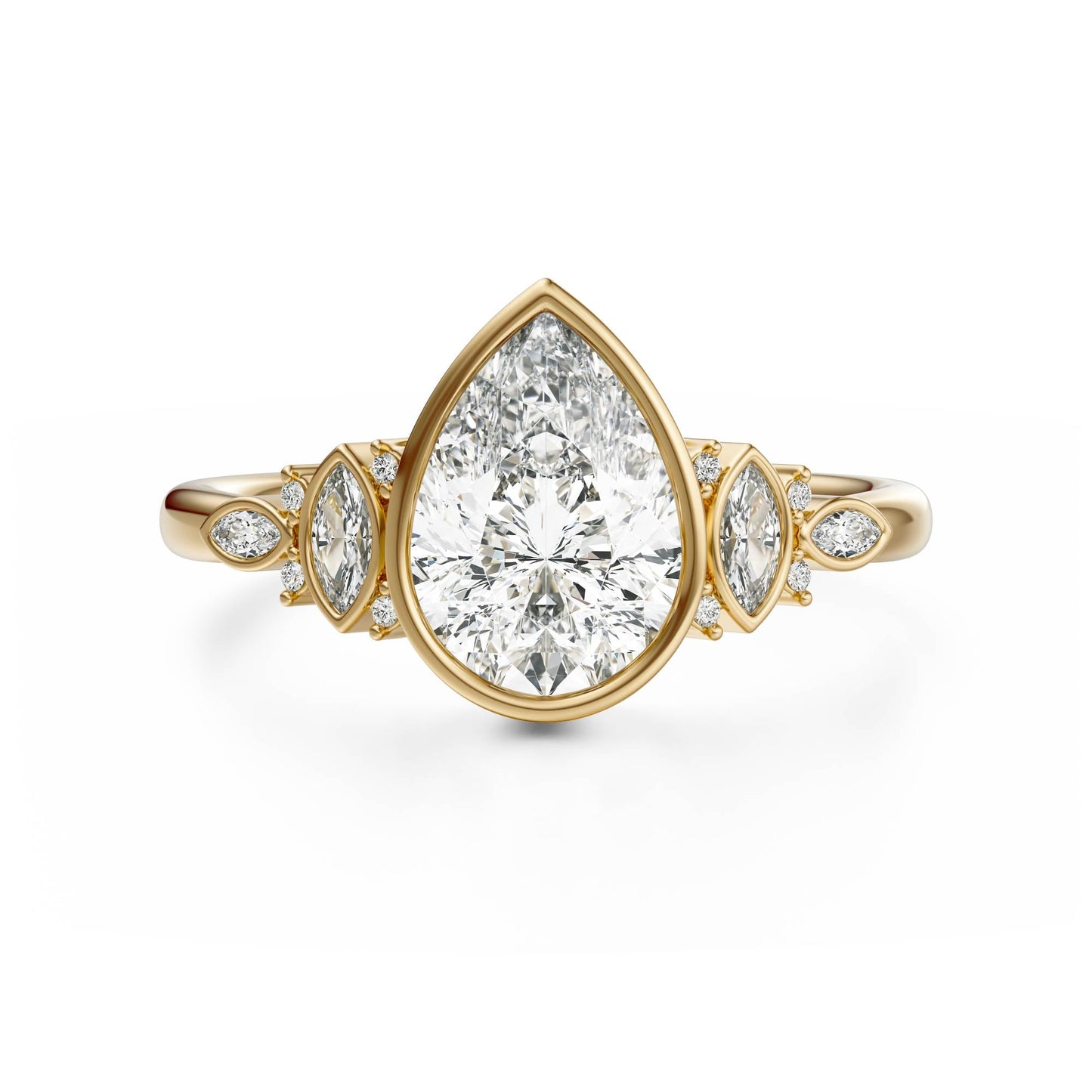 Marquise Shaped Three Stone Lab Grown Diamond Engagement Ring