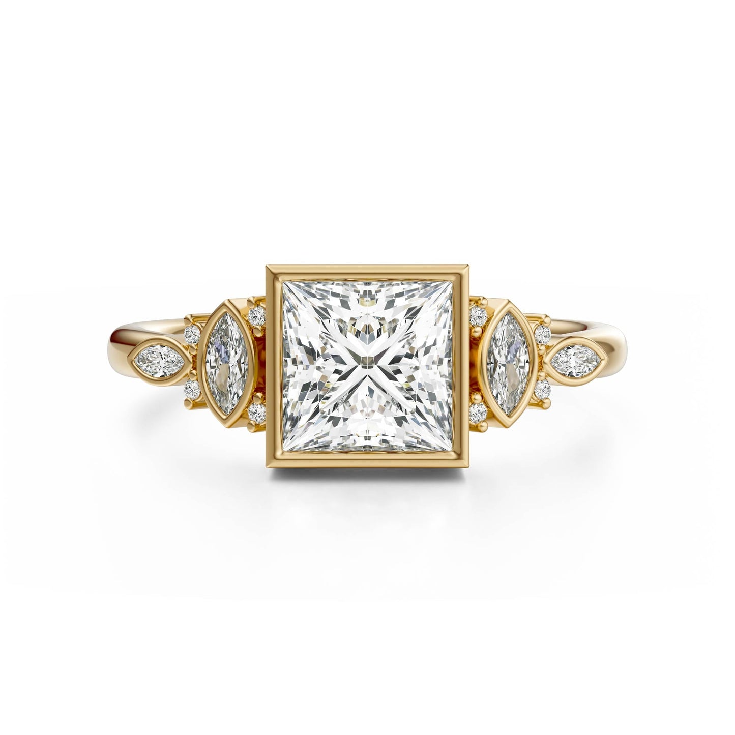 Marquise Shaped Three Stone Lab Grown Diamond Engagement Ring