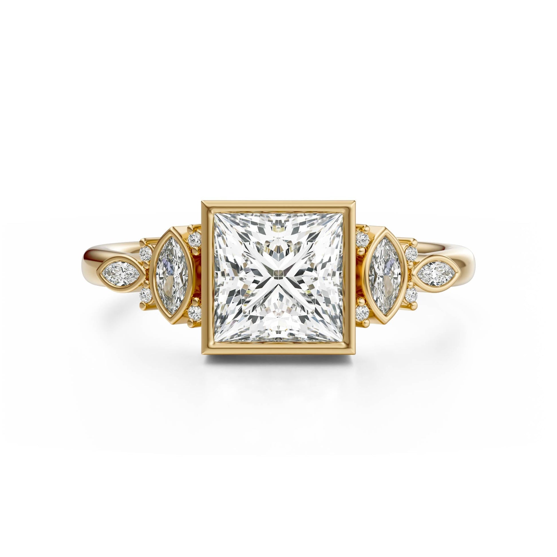 Marquise Shaped Three Stone Lab Grown Diamond Engagement Ring
